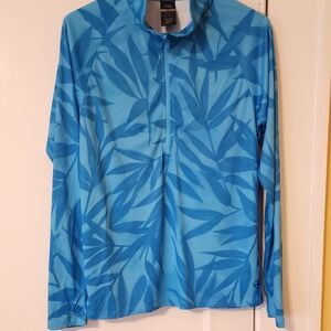 Blue Leaf Pattern Long Sleeve Shirt